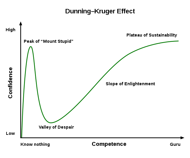 Graph illustrating the confidence levels related to knowledge