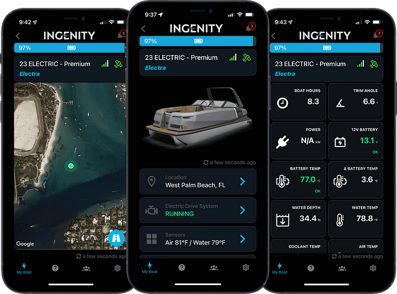 Ingenity Connect application for boat monitoring