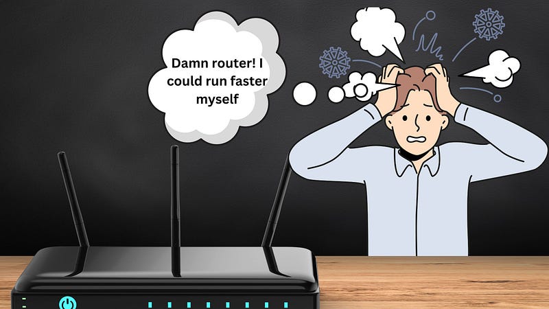 Depiction of a troubled internet connection