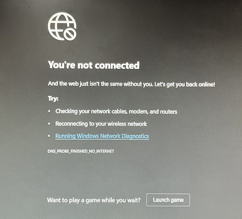 A frustrating internet experience