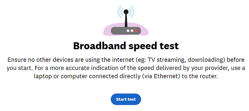 Speed test interface