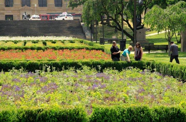 Colorful flower beds designed by OLIN