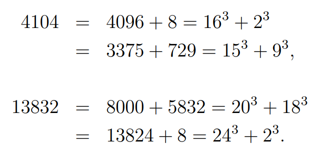 Another number represented as the sum of two cubes