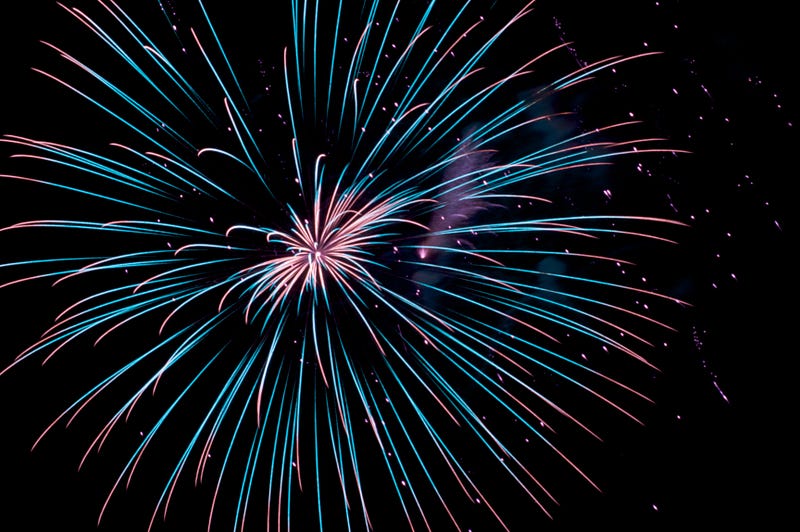 A dog showing signs of anxiety during fireworks