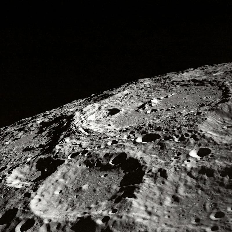 Moon's surface with cave entrances