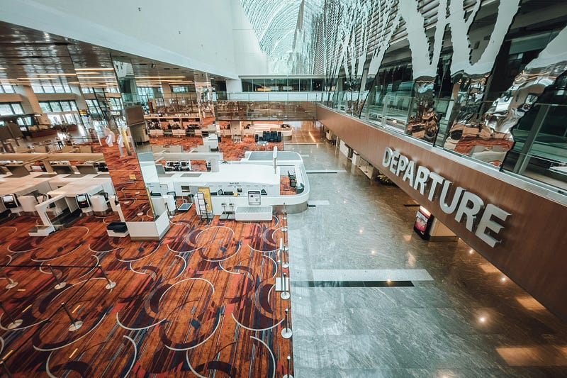 Empty airport during COVID-19 lockdowns