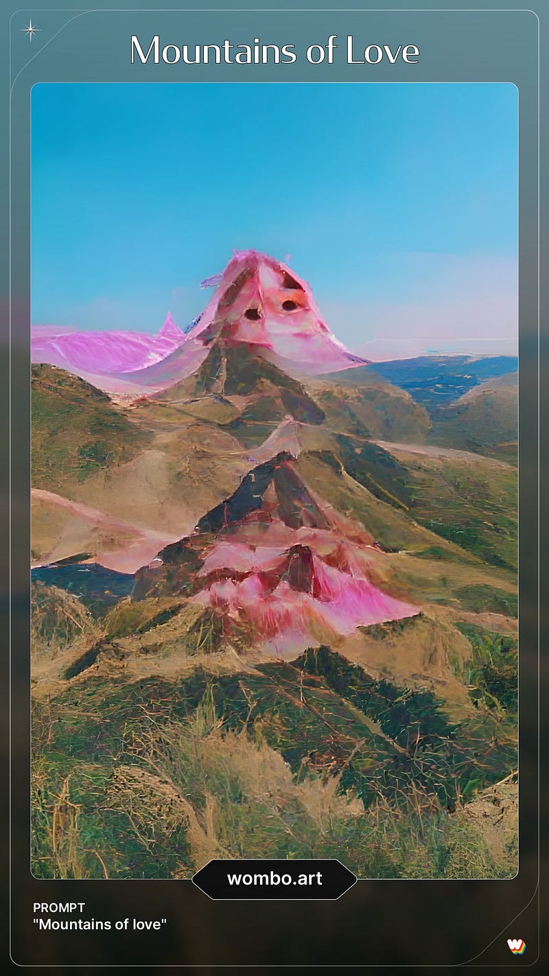 Artistic depiction of "Mountains of Love"