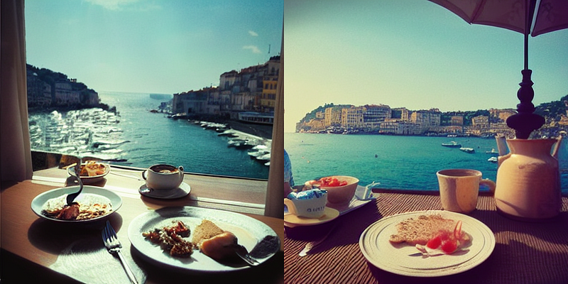 Relaxing breakfast scene on the French Riviera