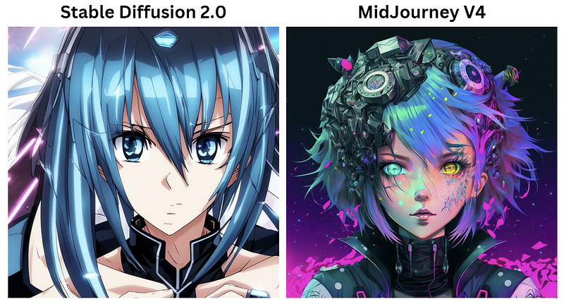 A stunning anime-style face in cyberpunk design.