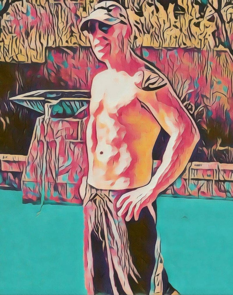 Poolside artwork featuring Provencio