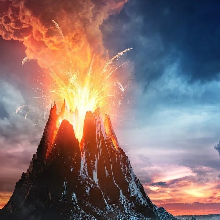 Illustration of volcanic eruption dynamics