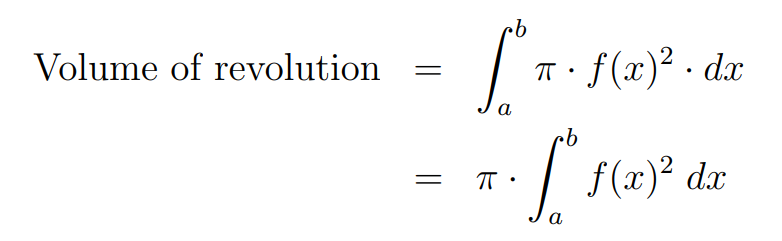 Formula for calculating volume of revolution