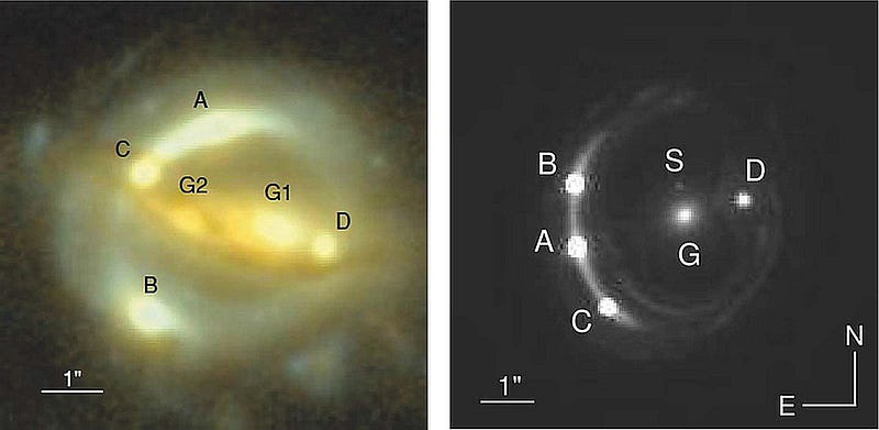 Gravitational lensing effect illustrated