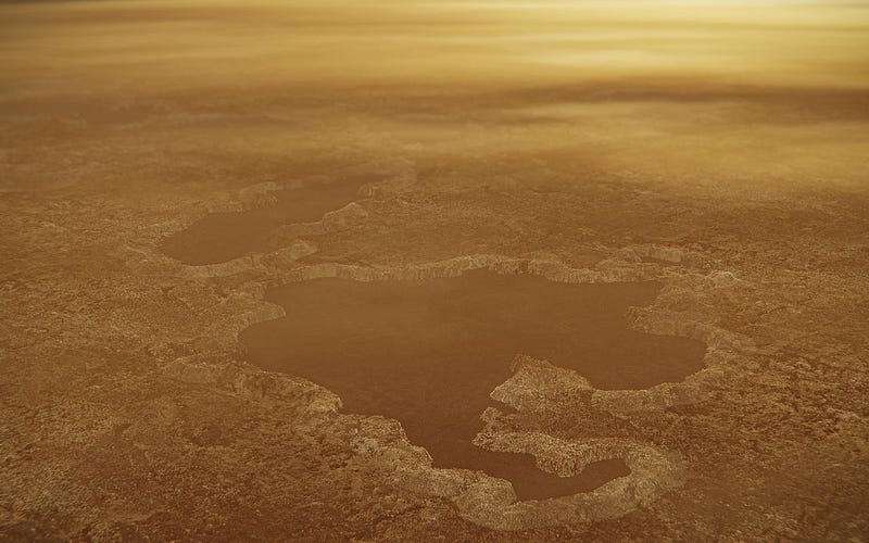 Artistic representation of a Titan lake