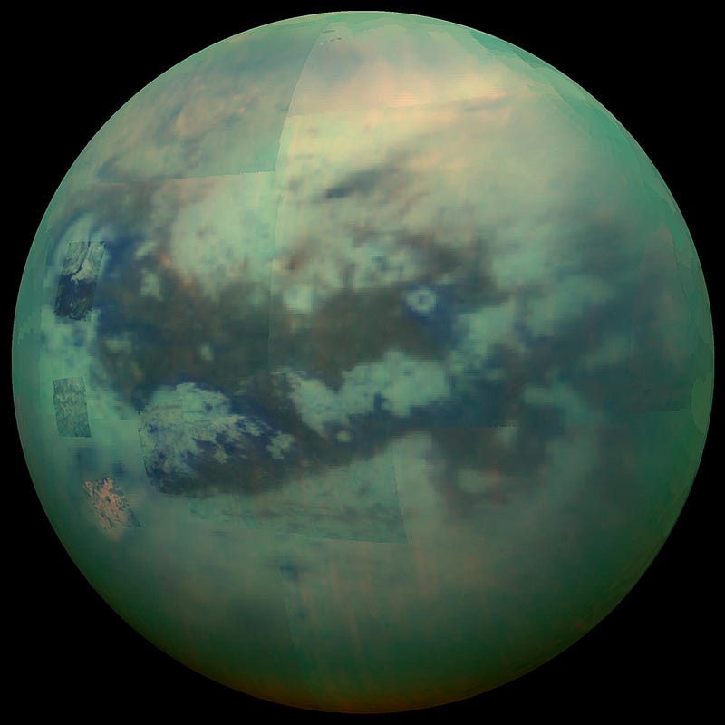 Infrared composite image of Titan's atmosphere