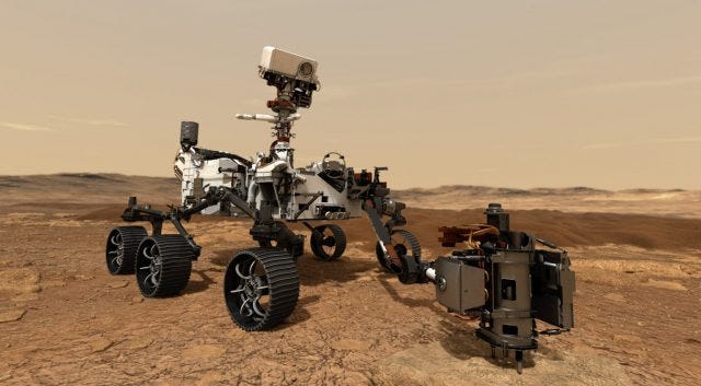 Perseverance rover in action on Mars