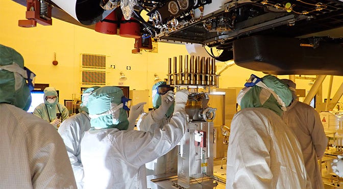 Engineers preparing sample tubes for the Perseverance rover