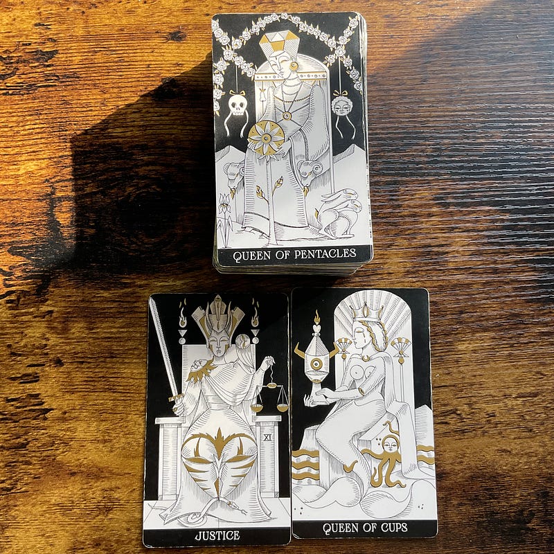 Tarot cards depicting energy mismanagement